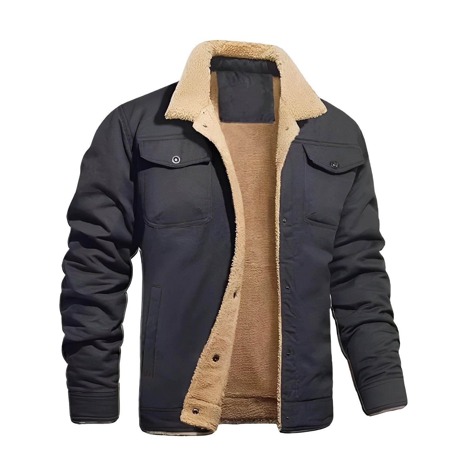 [Hometech] Retro Plush Jacket for Men, Windproof Winter Streetwear