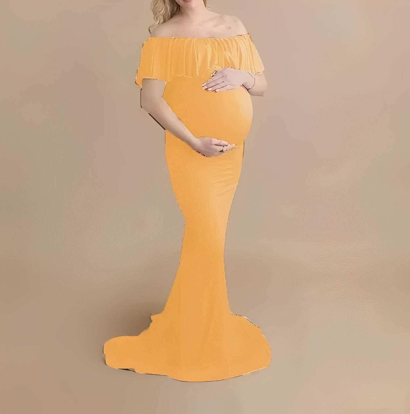 [Hometech] Pregnancy Photoshoot Dress with Flowing Lace Design