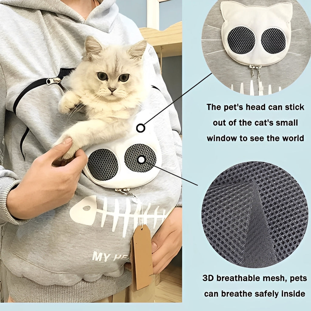 [Hometech] Cat Lover Hoodie with Cuddle Pouch for Pets