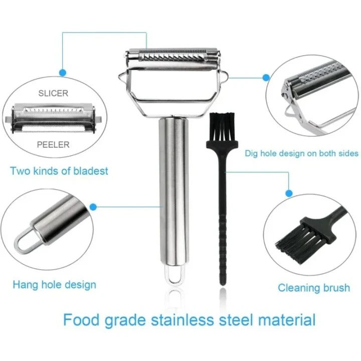 [Hometech] Stainless Steel Vegetable Peeler with Julienne Blade Attachment