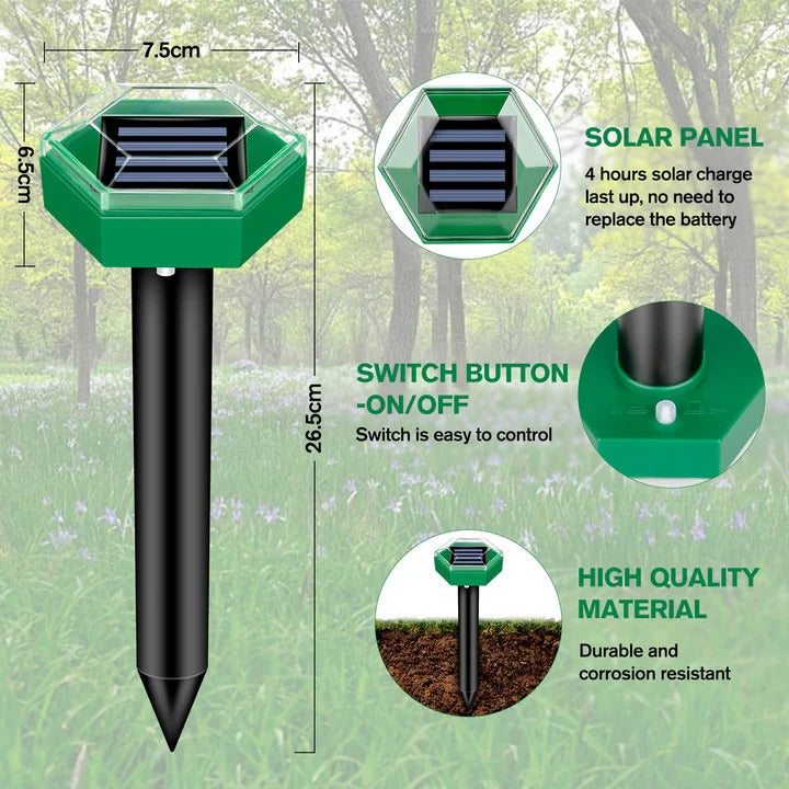 [Hometech] Solar Powered Ultrasonic Mole Repeller, Set of 4