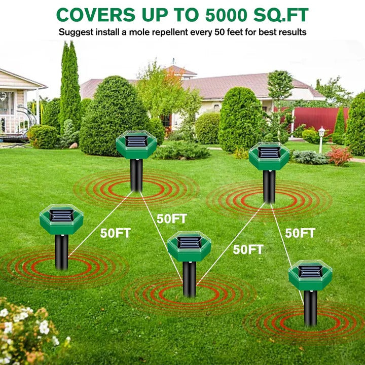 [Hometech] Solar Powered Ultrasonic Mole Repeller, Set of 4