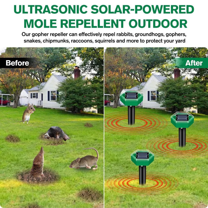 [Hometech] Solar Powered Ultrasonic Mole Repeller, Set of 4