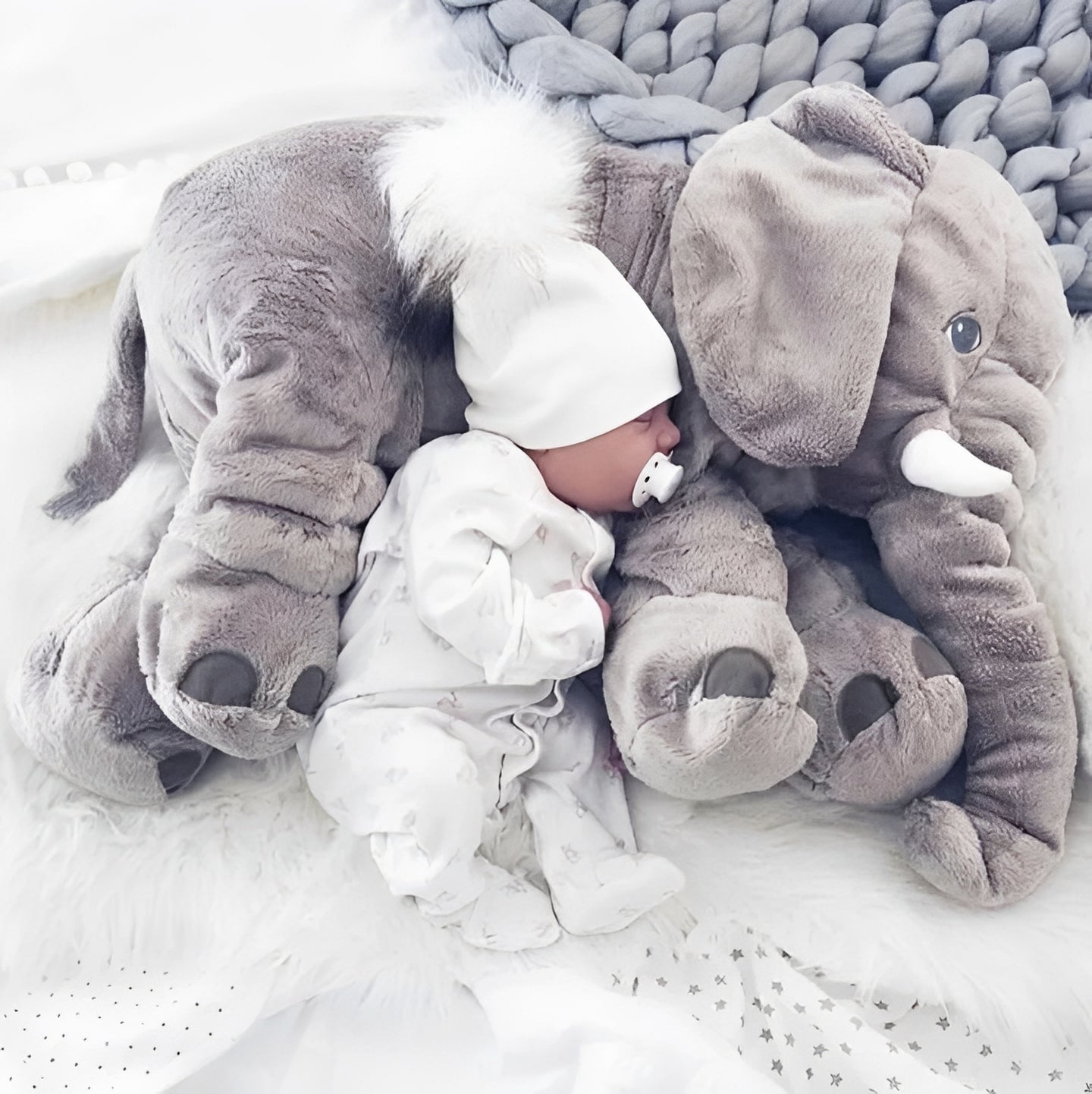 [Hometech] Plush Elephant Pillow with Soft Body Support for Infants