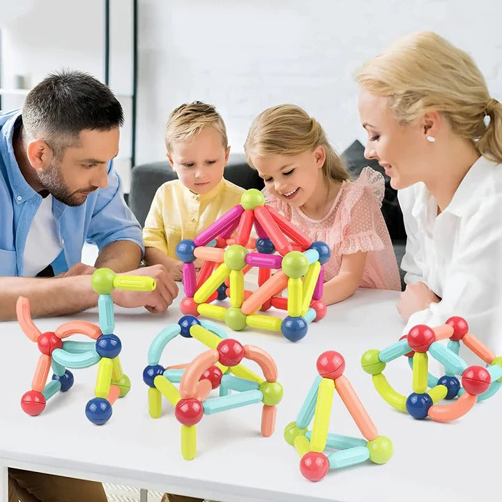 [Hometech] Magnetic Building Sticks and Balls Toy Set for Kids, 98 Pieces
