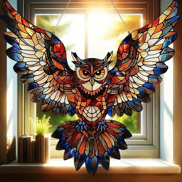 [Hometech] Rainbow Prism Glass Suncatcher for Windows, Decorative Bird and Owl Designs