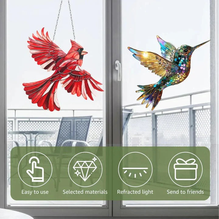 [Hometech] Rainbow Prism Glass Suncatcher for Windows, Decorative Bird and Owl Designs
