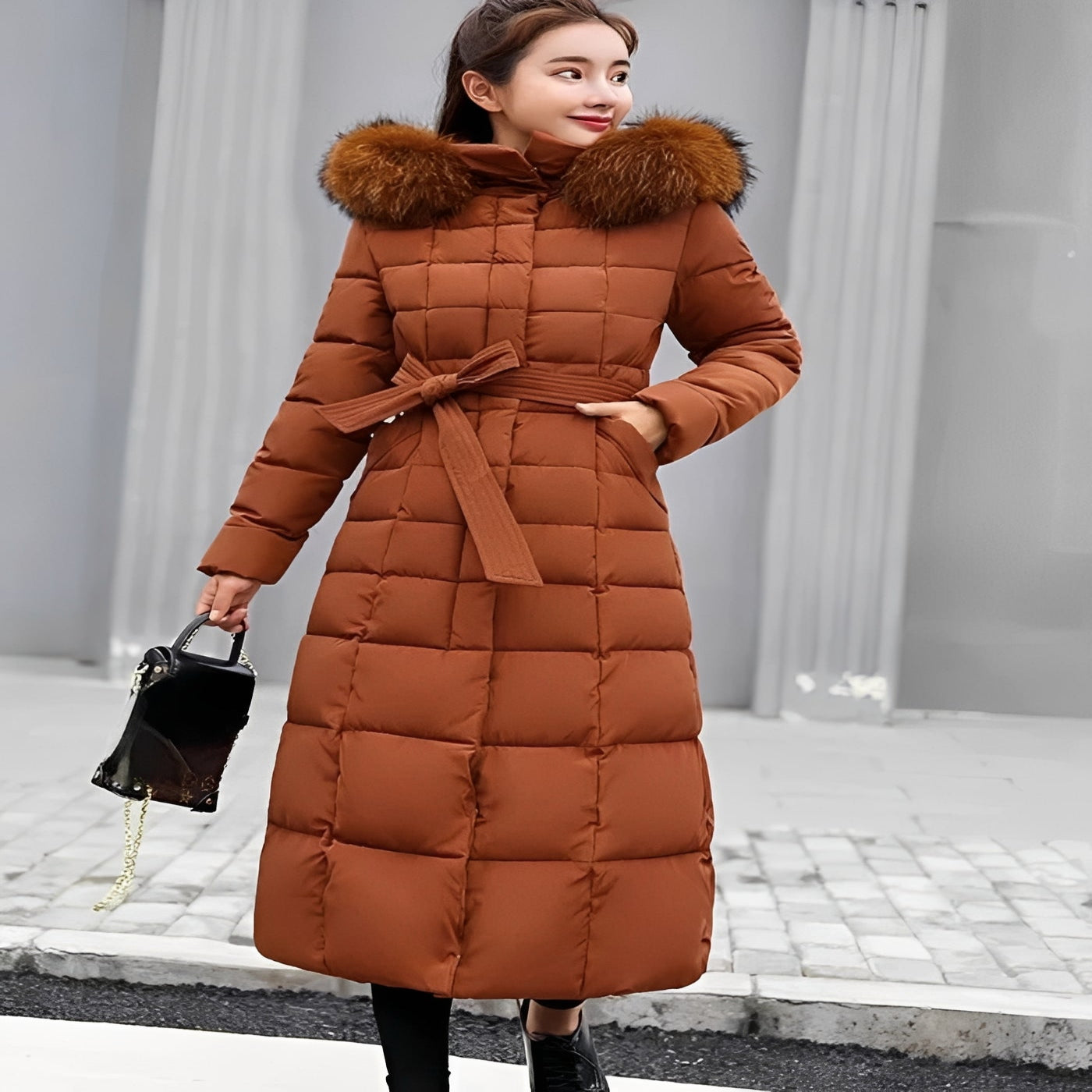[Hometech] Elegant Down Filled Jacket for Cold Weather Wear