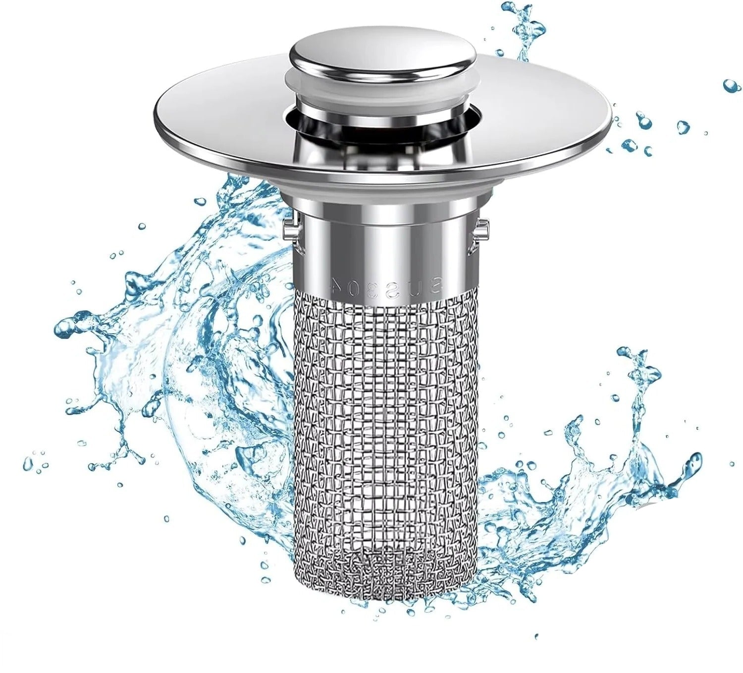 [Hometech] Pop Up Sink Drain Plug with Hair and Debris Catcher for Bathroom and Kitchen