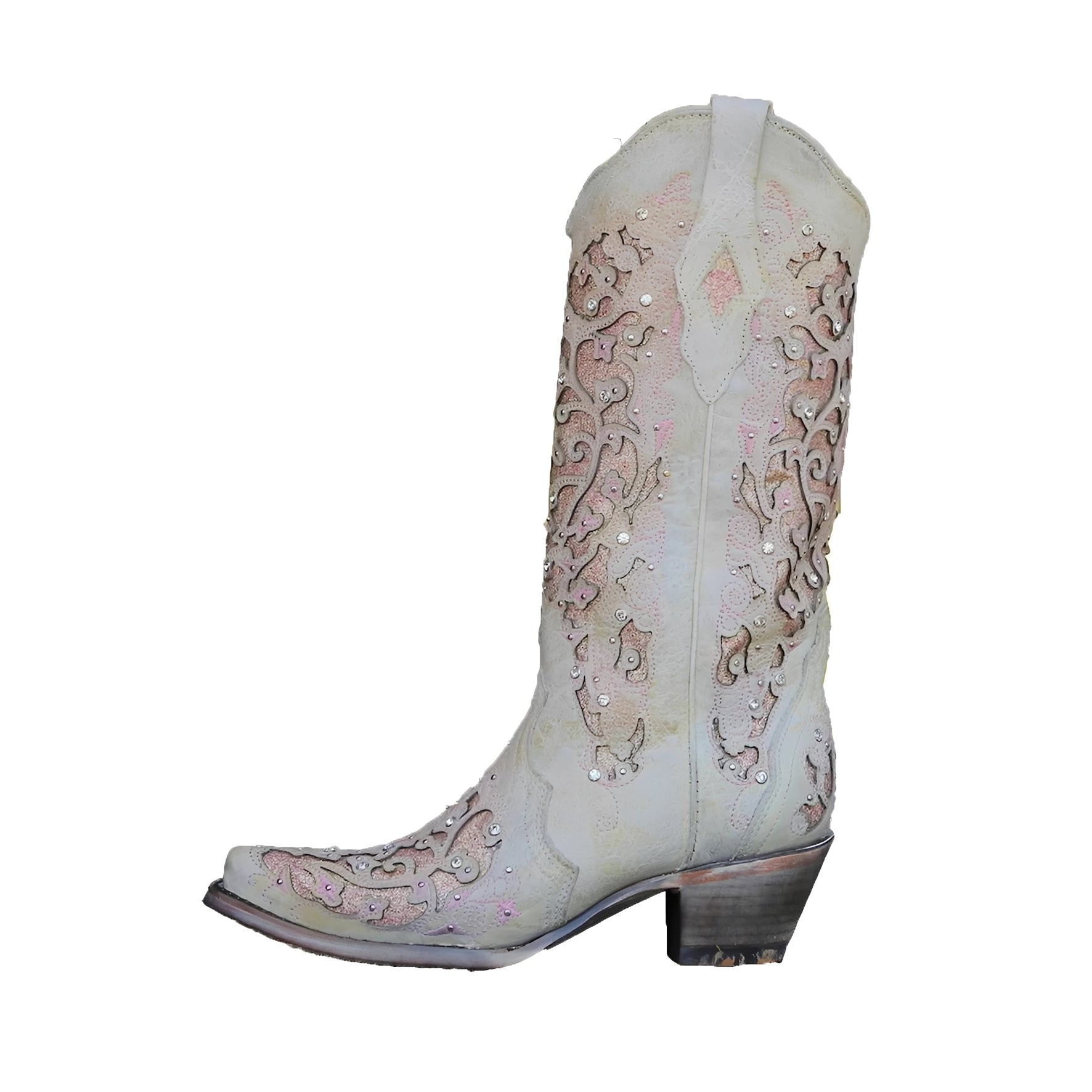 [Hometech] Embroidered Knee High Boots with Sequin Detail and Pointed Toe