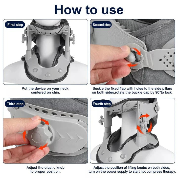 [Hometech] Cervical Neck Traction Device with Adjustable Height and Heat Settings