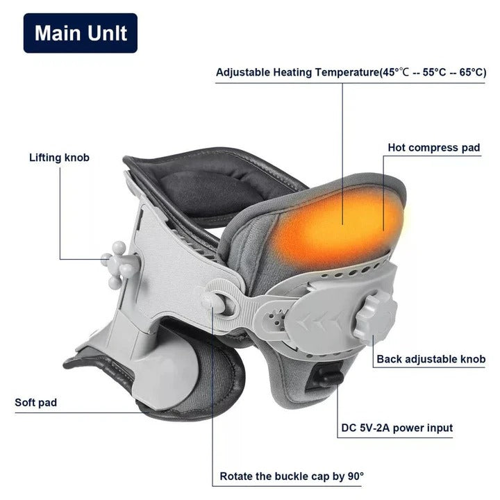 [Hometech] Cervical Neck Traction Device with Adjustable Height and Heat Settings