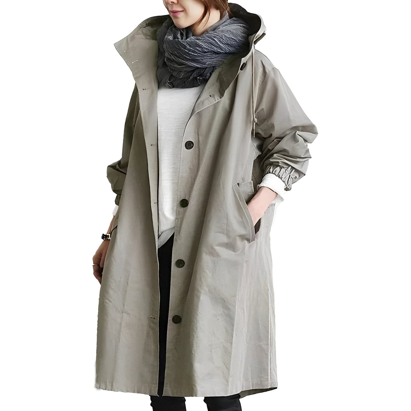 [Hometech] Women’s Long Hooded Raincoat, Waterproof Coat with Adjustable Waist Belt