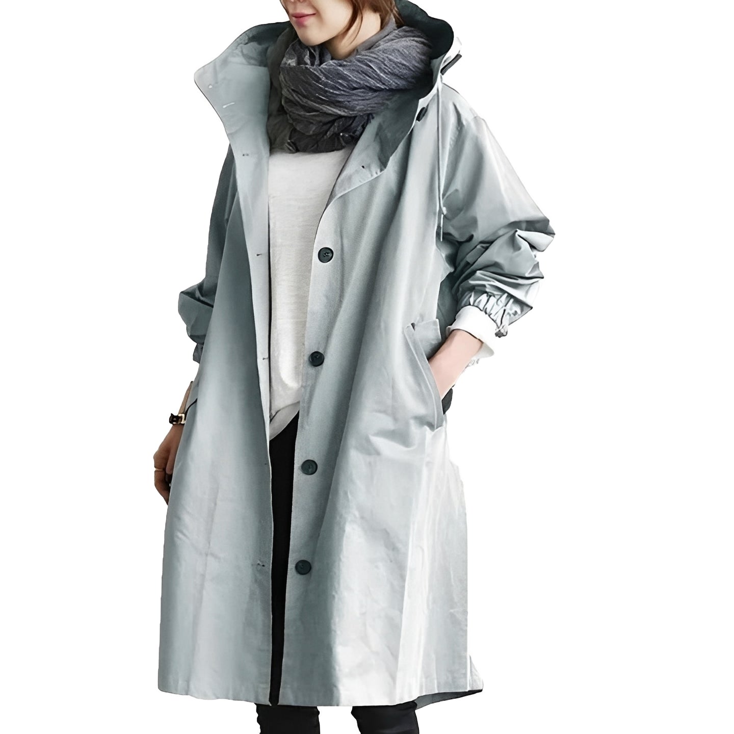 [Hometech] Women’s Long Hooded Raincoat, Waterproof Coat with Adjustable Waist Belt