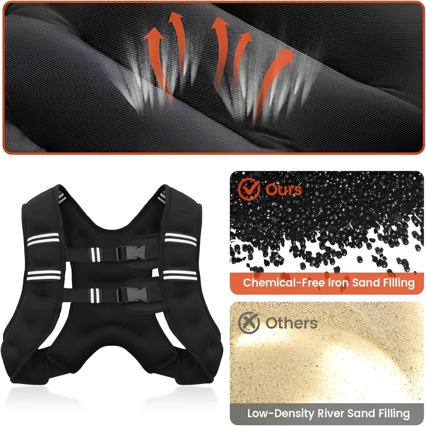 [Hometech] Weighted Fitness Vest with Reflective Safety Strips