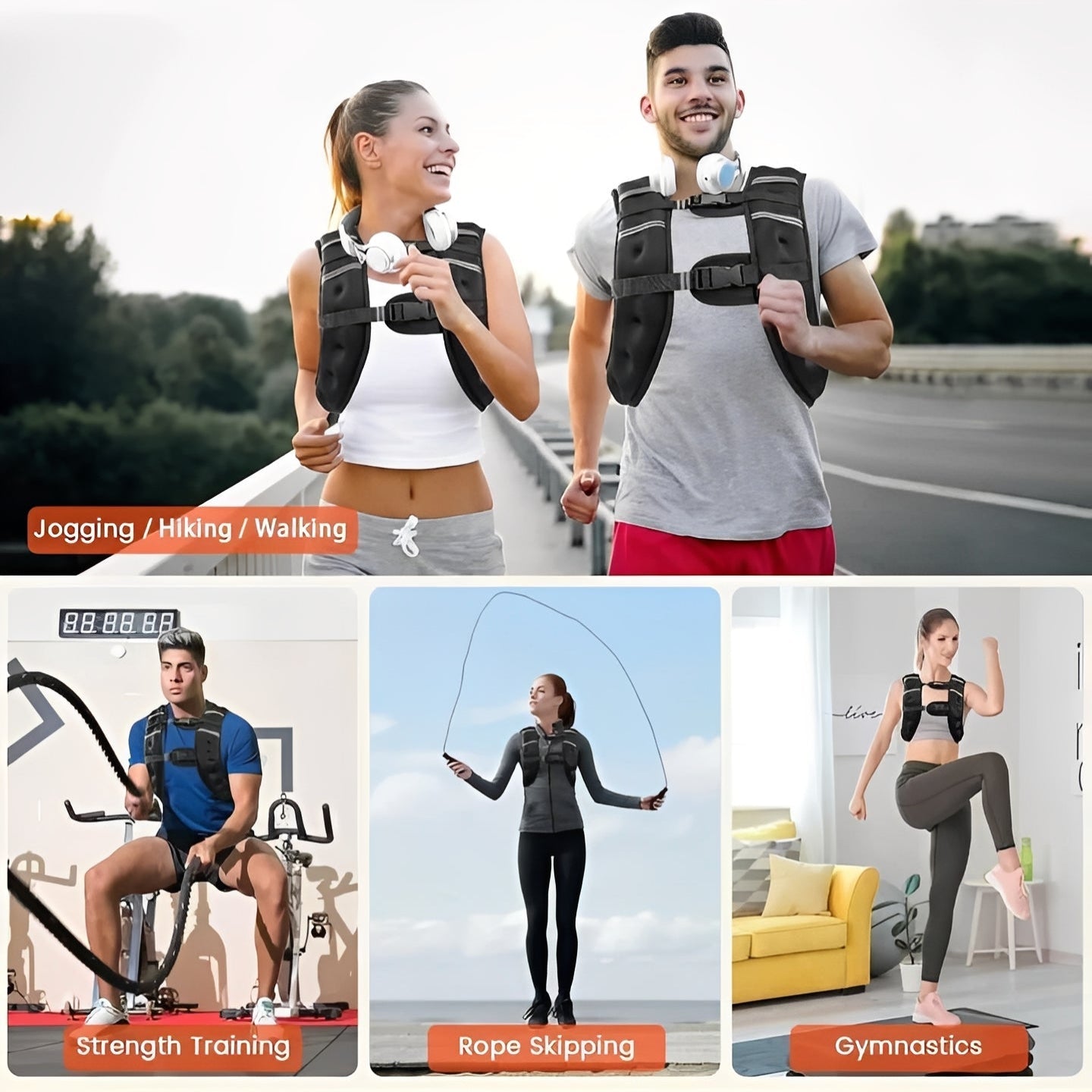 [Hometech] Weighted Fitness Vest with Reflective Safety Strips