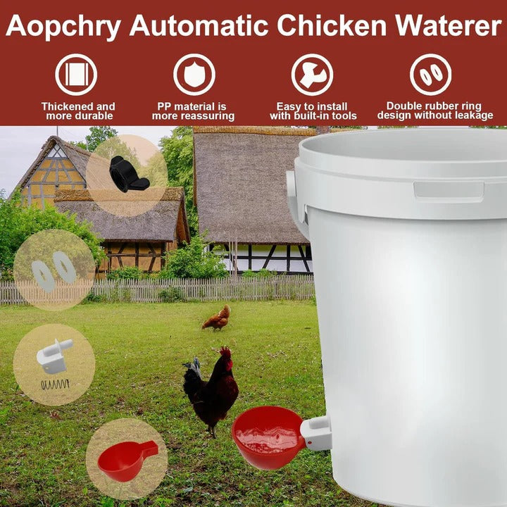 [Hometech] Automatic Chicken Waterer Set, Set of 10