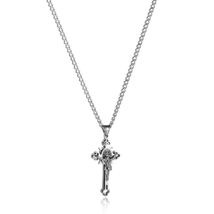 [Hometech] Celtic Cross Pendant Necklace, Double Sided Engraved Medal with Metal Chain