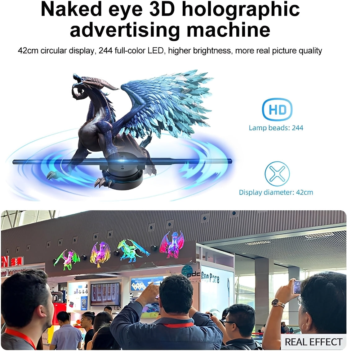 [Hometech] LED Hologram Fan Projector with 3D Display