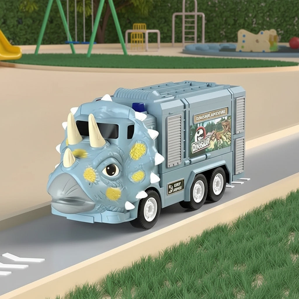 [Hometech] 2 in 1 Dinosaur Truck Toy with Lights, Sounds and Storage