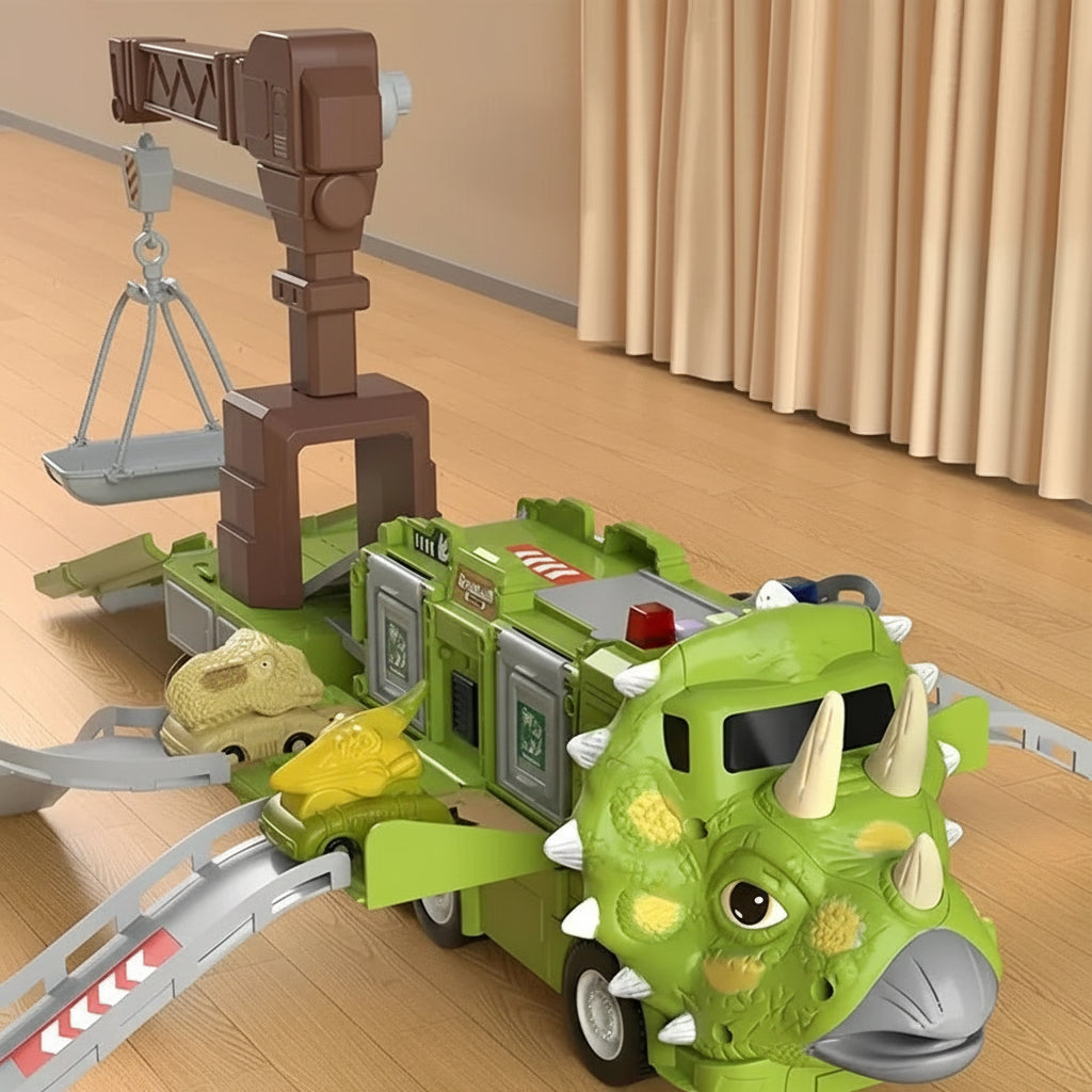 [Hometech] 2 in 1 Dinosaur Truck Toy with Lights, Sounds and Storage