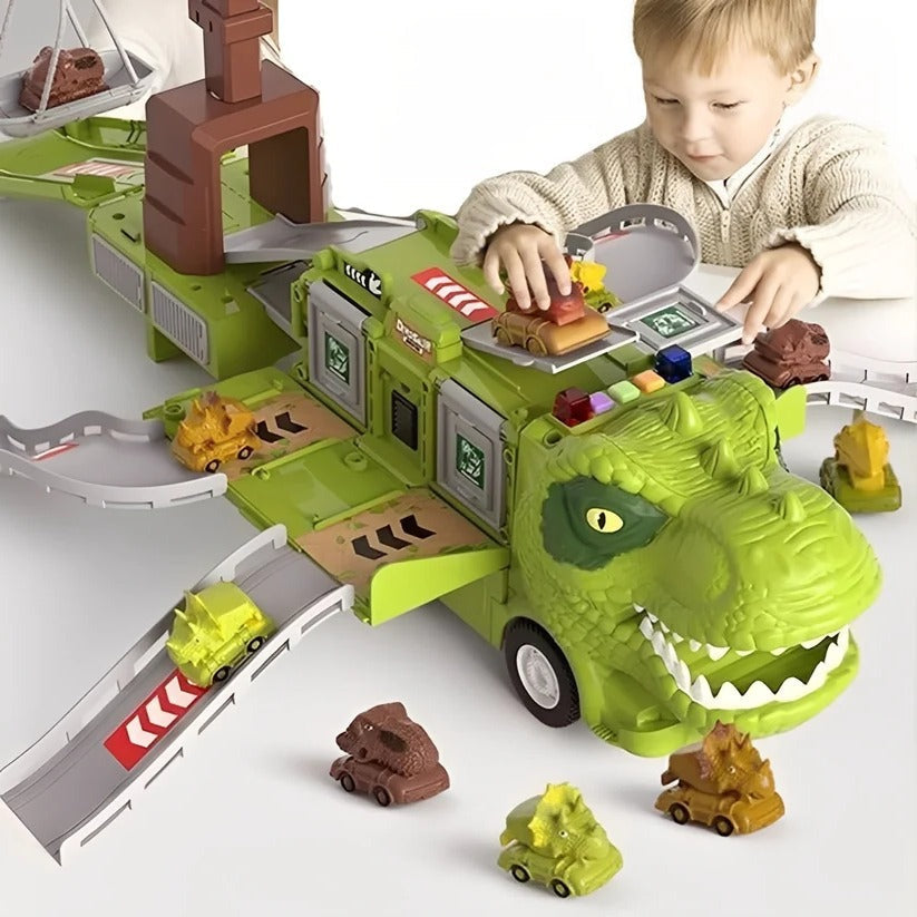 [Hometech] 2 in 1 Dinosaur Truck Toy with Lights, Sounds and Storage