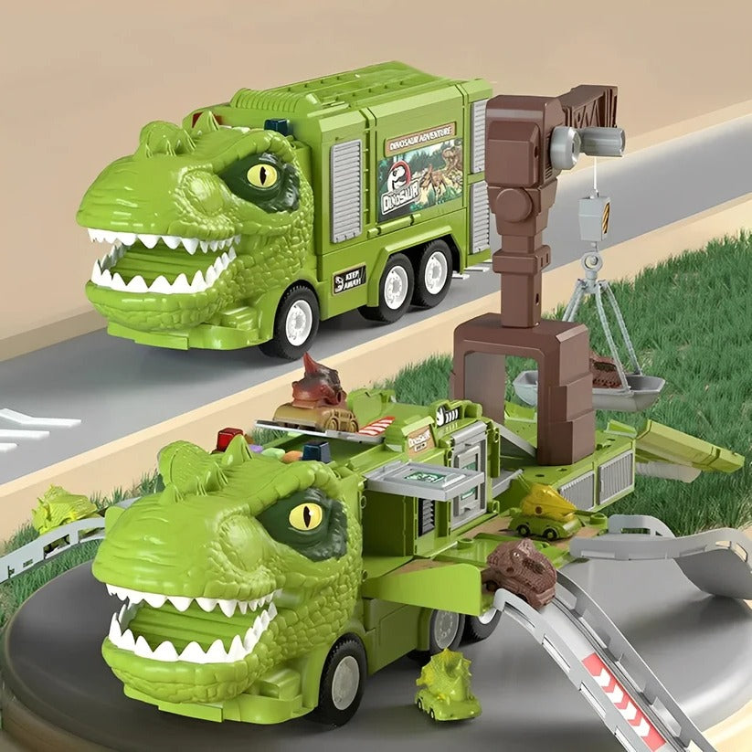 [Hometech] 2 in 1 Dinosaur Truck Toy with Lights, Sounds and Storage