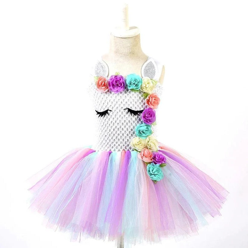 [Hometech] Unicorn Tulle Dress for Girls with Matching Headband