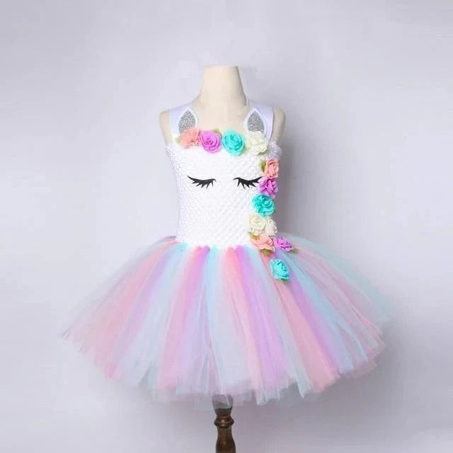 [Hometech] Unicorn Tulle Dress for Girls with Matching Headband