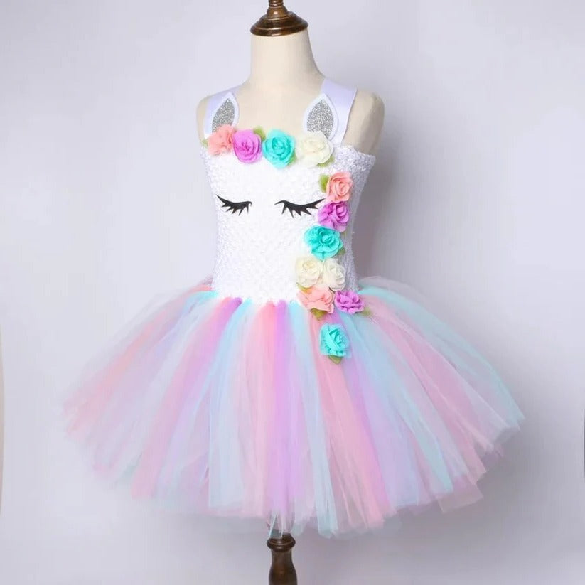 [Hometech] Unicorn Tulle Dress for Girls with Matching Headband
