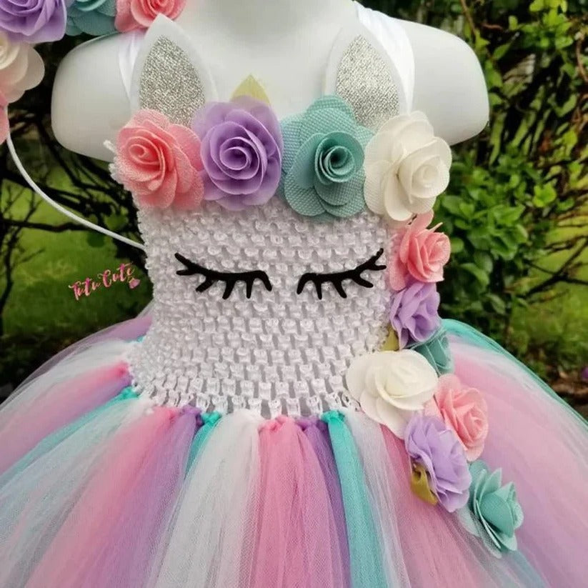 [Hometech] Unicorn Tulle Dress for Girls with Matching Headband