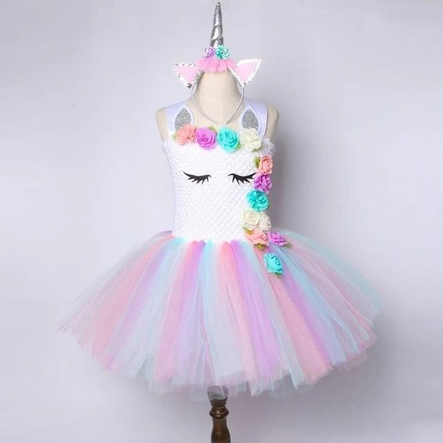 [Hometech] Unicorn Tulle Dress for Girls with Matching Headband