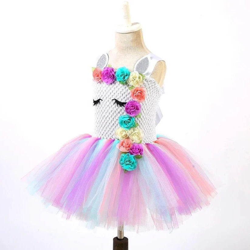 [Hometech] Unicorn Tulle Dress for Girls with Matching Headband