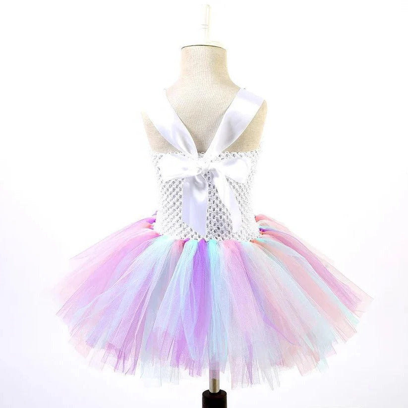 [Hometech] Unicorn Tulle Dress for Girls with Matching Headband