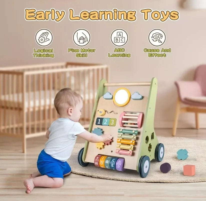 [Hometech] Wooden Activity Walker with Adjustable Wheel Resistance