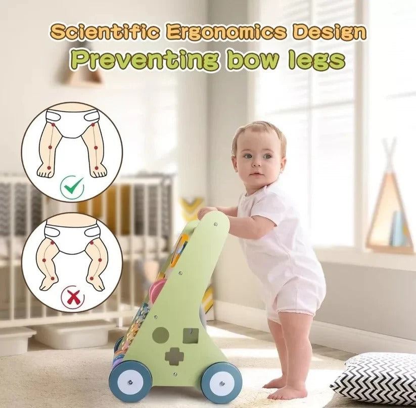 [Hometech] Wooden Activity Walker with Adjustable Wheel Resistance