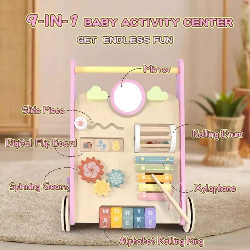 [Hometech] Wooden Activity Walker with Adjustable Wheel Resistance