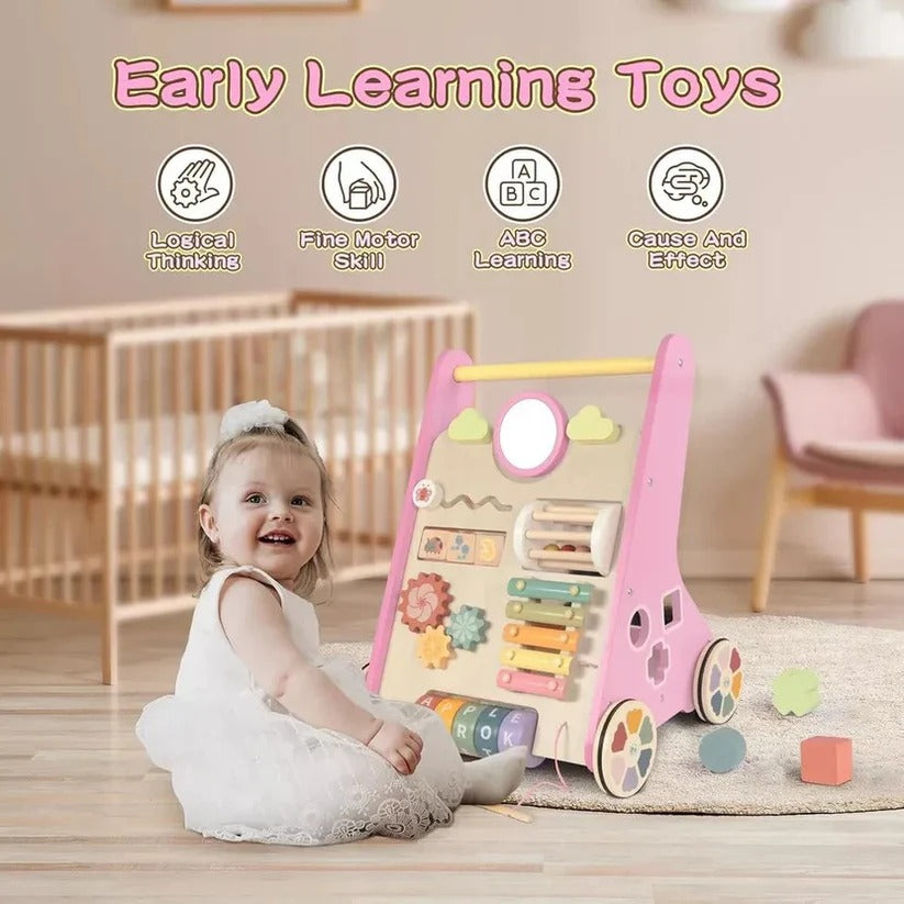 [Hometech] Wooden Activity Walker with Adjustable Wheel Resistance