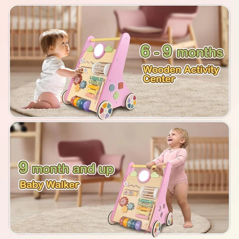 [Hometech] Wooden Activity Walker with Adjustable Wheel Resistance