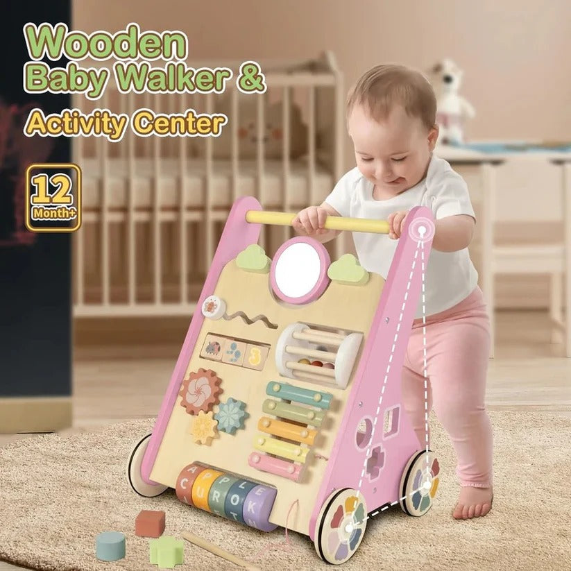 [Hometech] Wooden Activity Walker with Adjustable Wheel Resistance