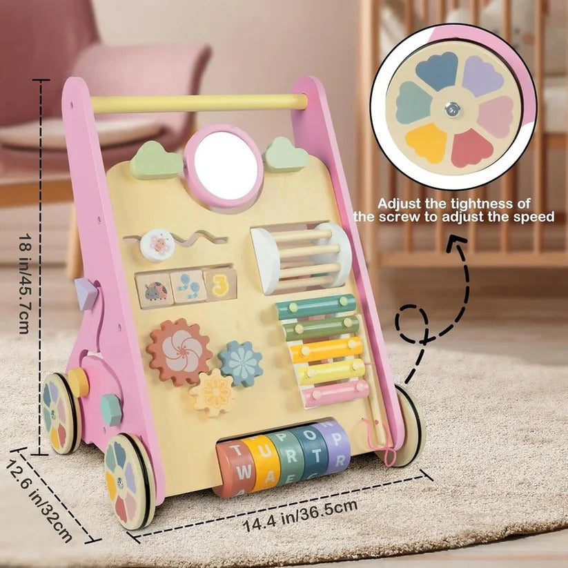 [Hometech] Wooden Activity Walker with Adjustable Wheel Resistance
