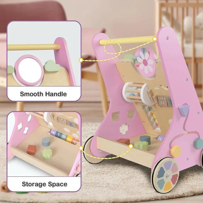 [Hometech] Wooden Activity Walker with Adjustable Wheel Resistance
