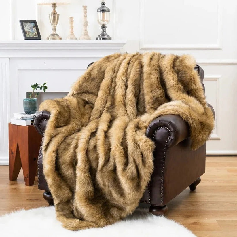 [Hometech] Faux Fur Plush Throw Blanket for Home Decor