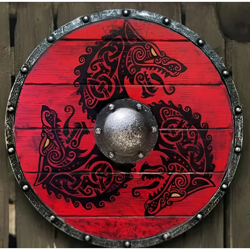 [Hometech] Medieval Style Wooden Round Shield with Multiple Design Patterns