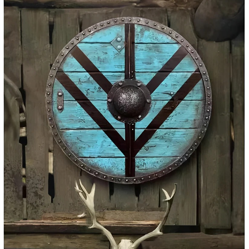 [Hometech] Medieval Style Wooden Round Shield with Multiple Design Patterns