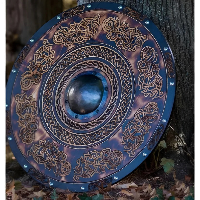 [Hometech] Medieval Style Wooden Round Shield with Multiple Design Patterns