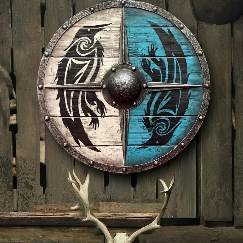 [Hometech] Medieval Style Wooden Round Shield with Multiple Design Patterns