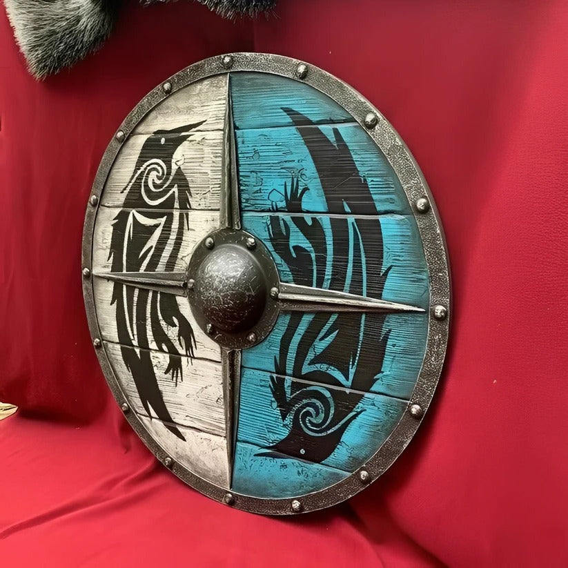 [Hometech] Medieval Style Wooden Round Shield with Multiple Design Patterns