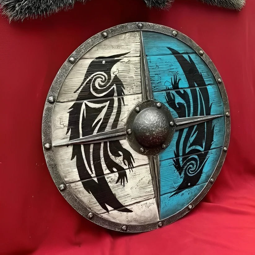 [Hometech] Medieval Style Wooden Round Shield with Multiple Design Patterns