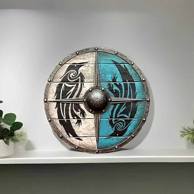 [Hometech] Medieval Style Wooden Round Shield with Multiple Design Patterns